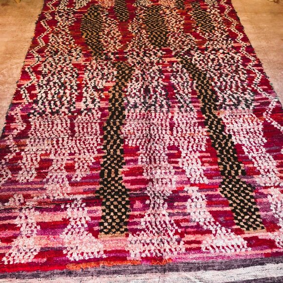 Vibrant Boucherouite Ourika Handmade Moroccan Rug - 8.7 ft x 5.5 ft - Picture 3 of 5